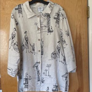 Hot Cotton By Marc Ware Linen Plus Size Button Front